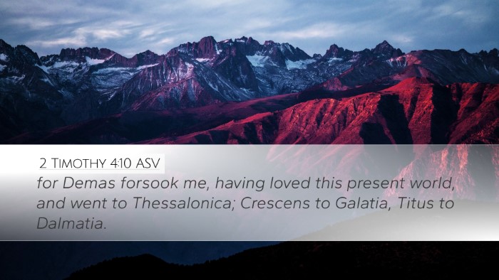 2 Timothy 4:10 ASV Bible Verse Image