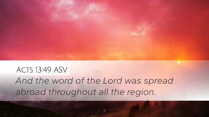 Acts 13:49 ASV Desktop Wallpaper - And the word of the Lord was spread abroad - Desktop Bible Verse Wallpaper