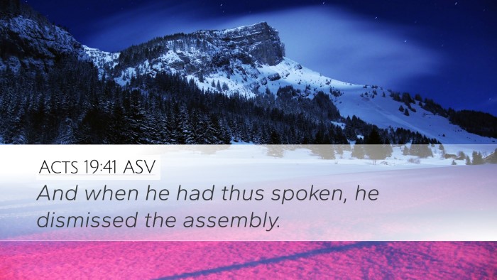 Acts 19:41 ASV Desktop Wallpaper - And when he had thus spoken, he dismissed the - Desktop Bible Verse Wallpaper