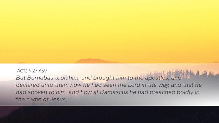 Acts 9:27 ASV Bible Verse Image