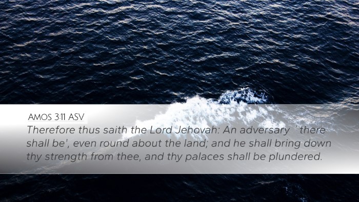 Amos 3:11 ASV Bible Verse Image