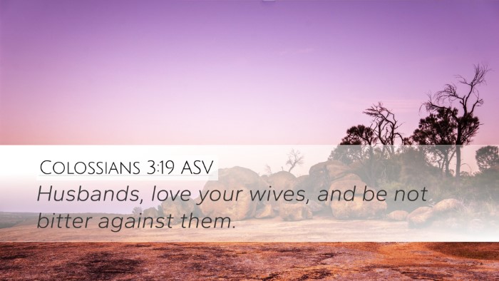 Colossians 3:19 ASV Desktop Wallpaper - Husbands, love your wives, and be not bitter - Desktop Bible Verse Wallpaper