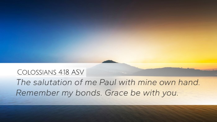 Colossians 4:18 ASV Bible Verse Image