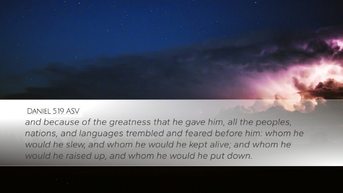 Daniel 5:19 ASV Bible Verse Image