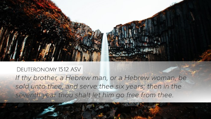 Deuteronomy 15:12 ASV Desktop Wallpaper - If thy brother, a Hebrew man, or a Hebrew woman, - Desktop Bible Verse Wallpaper
