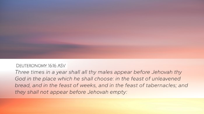 Deuteronomy 16:16 ASV Bible Verse Image
