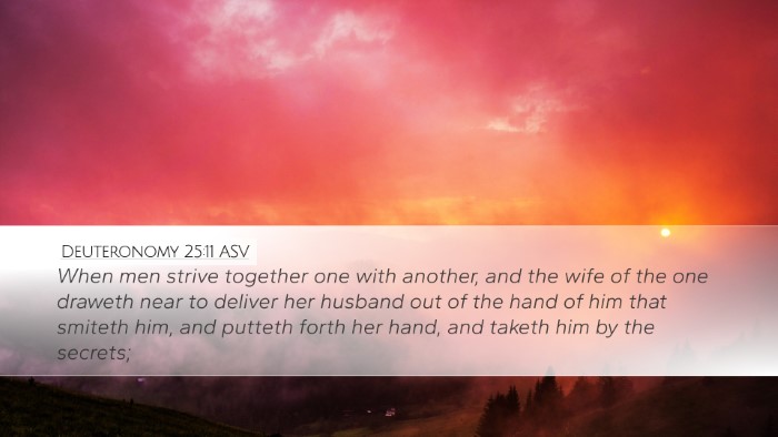 Deuteronomy 25:11 ASV Desktop Wallpaper - When men strive together one with another, and - Desktop Bible Verse Wallpaper