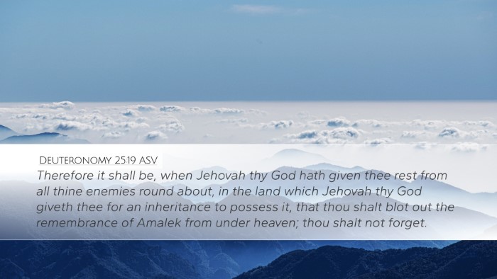 Deuteronomy 25:19 ASV Bible Verse Image