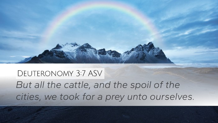 Deuteronomy 3:7 ASV Desktop Wallpaper - But all the cattle, and the spoil of the cities, - Desktop Bible Verse Wallpaper