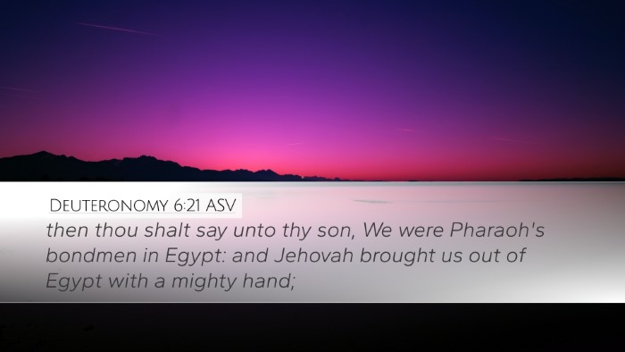 Deuteronomy 6:21 ASV Bible Verse Image