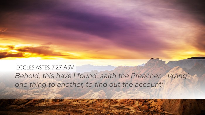 Ecclesiastes 7:27 ASV Bible Verse Image
