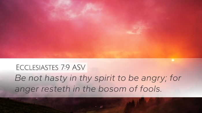 Ecclesiastes 7:9 ASV Bible Verse Image