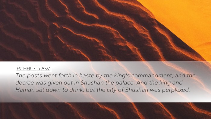 Esther 3:15 ASV Bible Verse Image