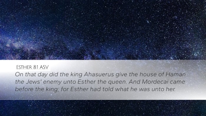 Esther 8:1 ASV Bible Verse Image