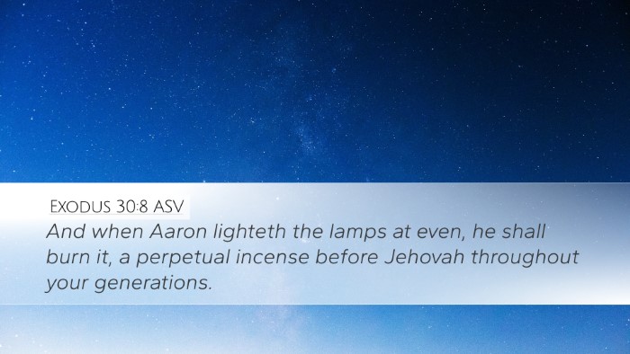 Exodus 30:8 ASV Desktop Wallpaper - And when Aaron lighteth the lamps at even, he - Desktop Bible Verse Wallpaper