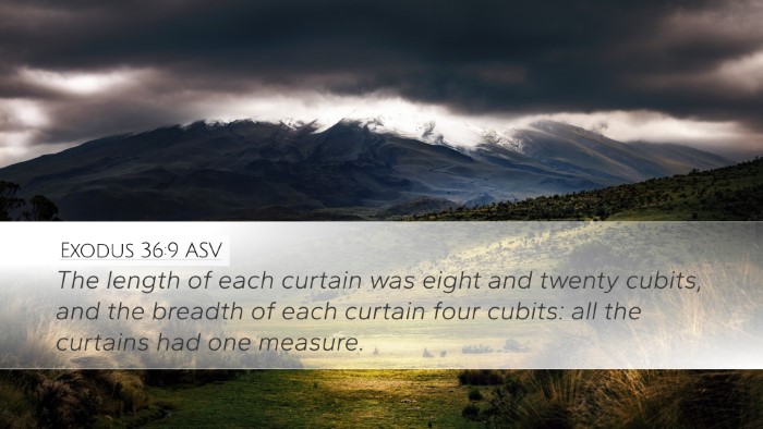 Exodus 36:9 ASV Desktop Wallpaper - The length of each curtain was eight and twenty - Desktop Bible Verse Wallpaper