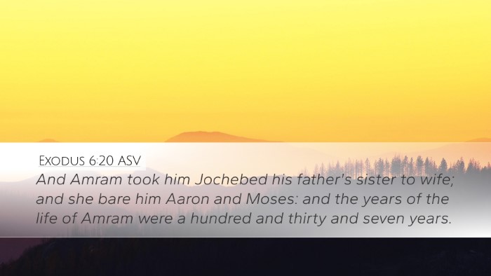 Exodus 6:20 ASV Bible Verse Image