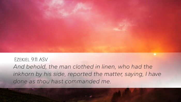 Ezekiel 9:11 ASV Desktop Wallpaper - And behold, the man clothed in linen, who had the - Desktop Bible Verse Wallpaper