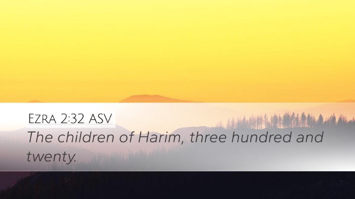 Ezra 2:32 ASV Desktop Wallpaper - The children of Harim, three hundred and - Desktop Bible Verse Wallpaper