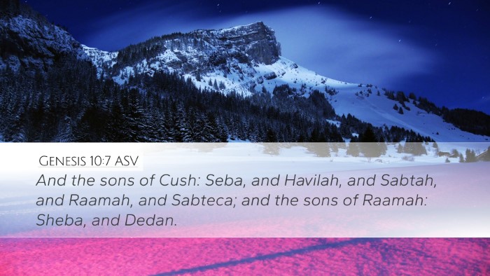 Genesis 10:7 ASV Bible Verse Image