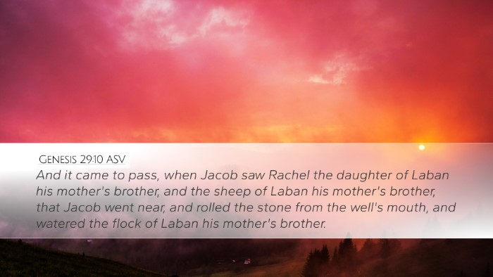 Genesis 29:10 ASV Bible Verse Image