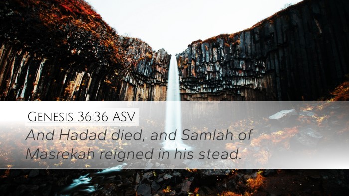 Genesis 36:36 ASV Desktop Wallpaper - And Hadad died, and Samlah of Masrekah reigned in - Desktop Bible Verse Wallpaper