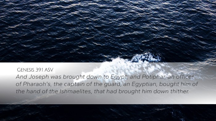 Genesis 39:1 ASV Desktop Wallpaper - And Joseph was brought down to Egypt; and - Desktop Bible Verse Wallpaper