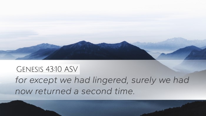 Genesis 43:10 ASV Desktop Wallpaper - for except we had lingered, surely we had now - Desktop Bible Verse Wallpaper
