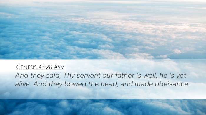 Genesis 43:28 ASV Bible Verse Image