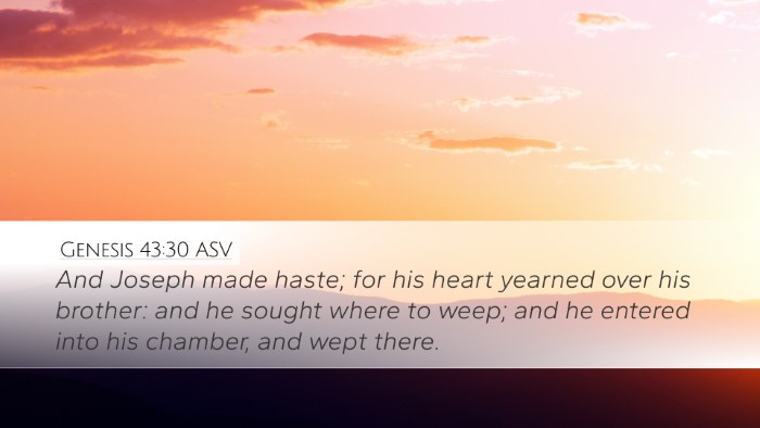 Genesis 43:30 ASV Bible Verse Image