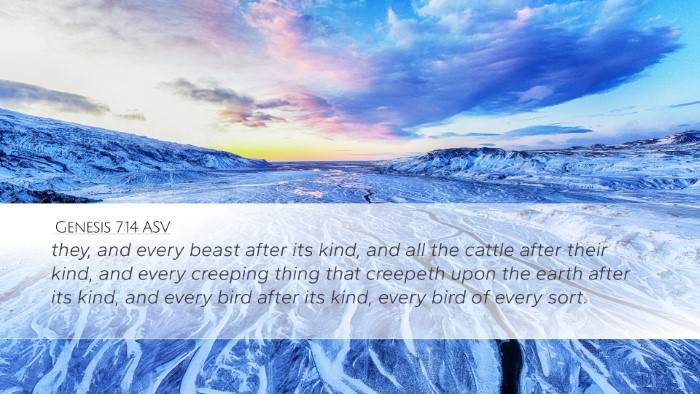 Genesis 7:14 ASV Desktop Wallpaper - they, and every beast after its kind, and all the - Desktop Bible Verse Wallpaper