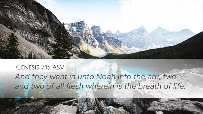Genesis 7:15 ASV Desktop Wallpaper - And they went in unto Noah into the ark, two and - Desktop Bible Verse Wallpaper