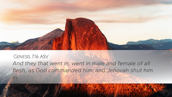 Genesis 7:16 ASV Bible Verse Image