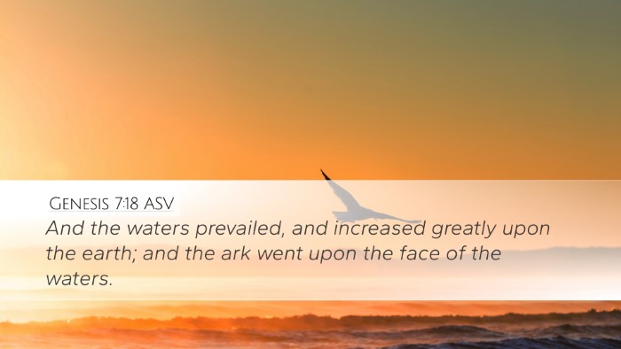 Genesis 7:18 ASV Desktop Wallpaper - And the waters prevailed, and increased greatly - Desktop Bible Verse Wallpaper
