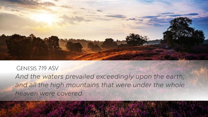 Genesis 7:19 ASV Desktop Wallpaper - And the waters prevailed exceedingly upon the - Desktop Bible Verse Wallpaper