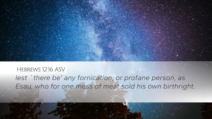 Hebrews 12:16 ASV Bible Verse Image