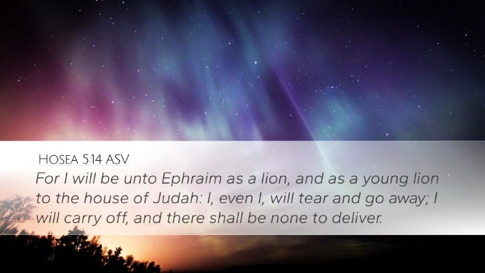 Hosea 5:14 ASV Bible Verse Image