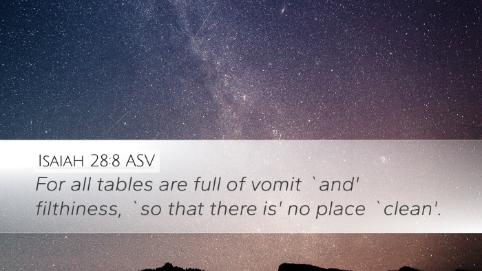 Isaiah 28:8 ASV Desktop Wallpaper - For all tables are full of vomit `and' - Desktop Bible Verse Wallpaper