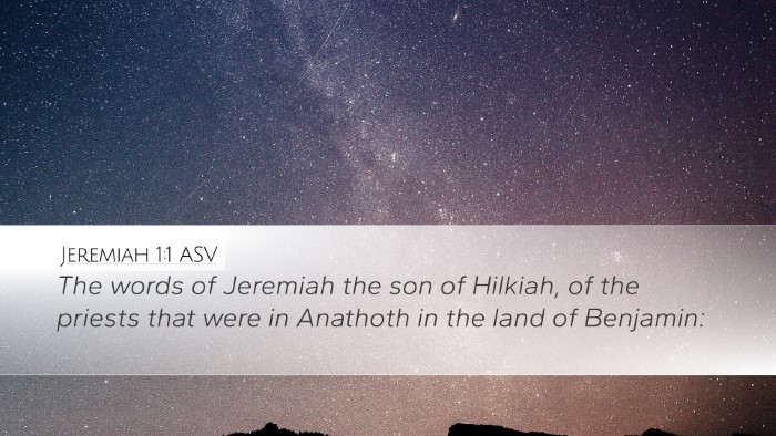 Jeremiah 1:1 ASV Desktop Wallpaper - The words of Jeremiah the son of Hilkiah, of the - Desktop Bible Verse Wallpaper
