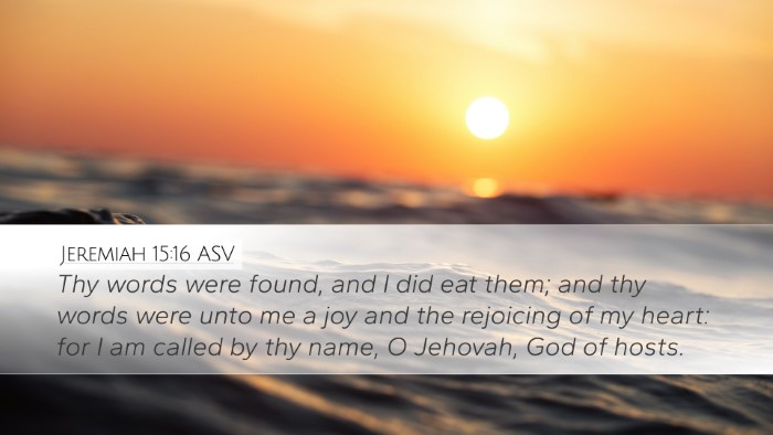 Jeremiah 15:16 ASV Bible Verse Image