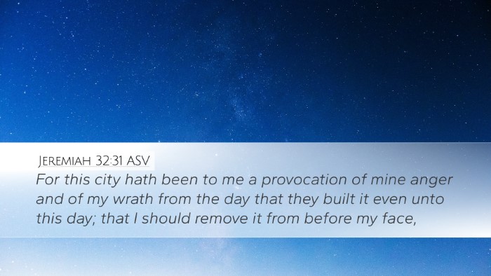 Jeremiah 32:31 ASV Desktop Wallpaper - For this city hath been to me a provocation of - Desktop Bible Verse Wallpaper