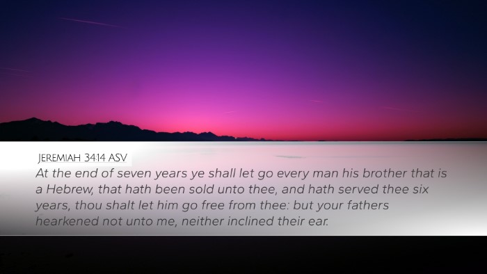 Jeremiah 34:14 ASV Bible Verse Image