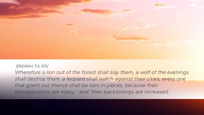 Jeremiah 5:6 ASV Bible Verse Image