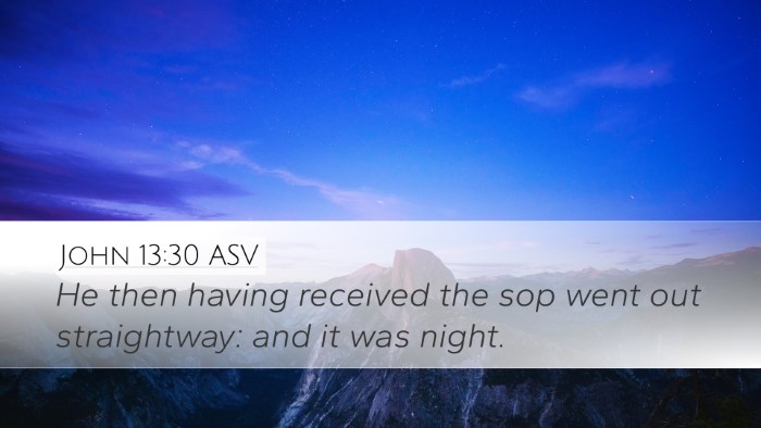 John 13:30 ASV Desktop Wallpaper - He then having received the sop went out - Desktop Bible Verse Wallpaper