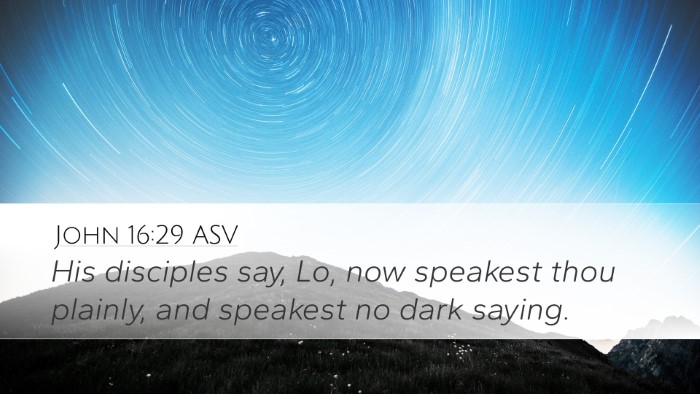 John 16:29 ASV Desktop Wallpaper - His disciples say, Lo, now speakest thou plainly, - Desktop Bible Verse Wallpaper