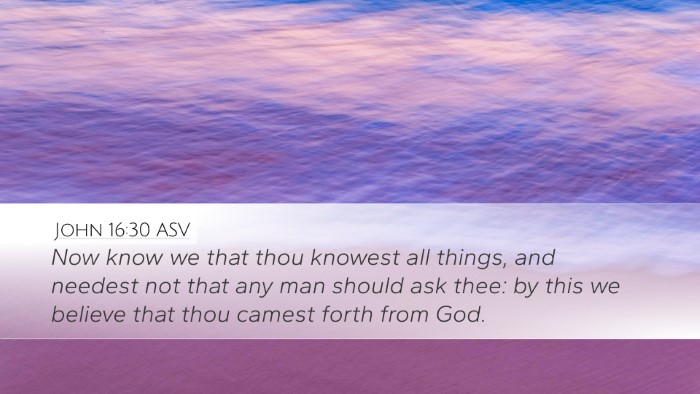 John 16:30 ASV Bible Verse Image