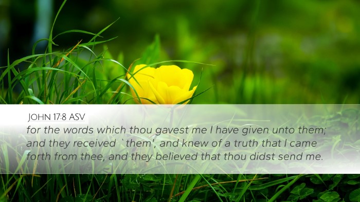 John 17:8 ASV Bible Verse Image