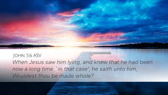 John 5:6 ASV Desktop Wallpaper - When Jesus saw him lying, and knew that he had - Desktop Bible Verse Wallpaper
