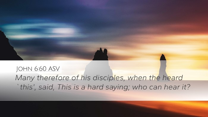John 6:60 ASV Bible Verse Image