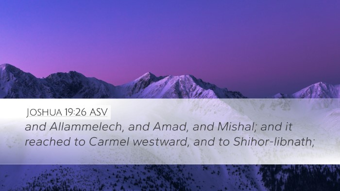 Joshua 19:26 ASV Bible Verse Image